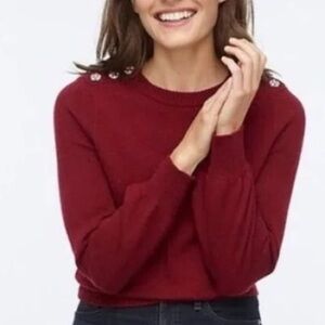 J.Crew Cranberry red jewel embellished wool blend sweater size M NWT
